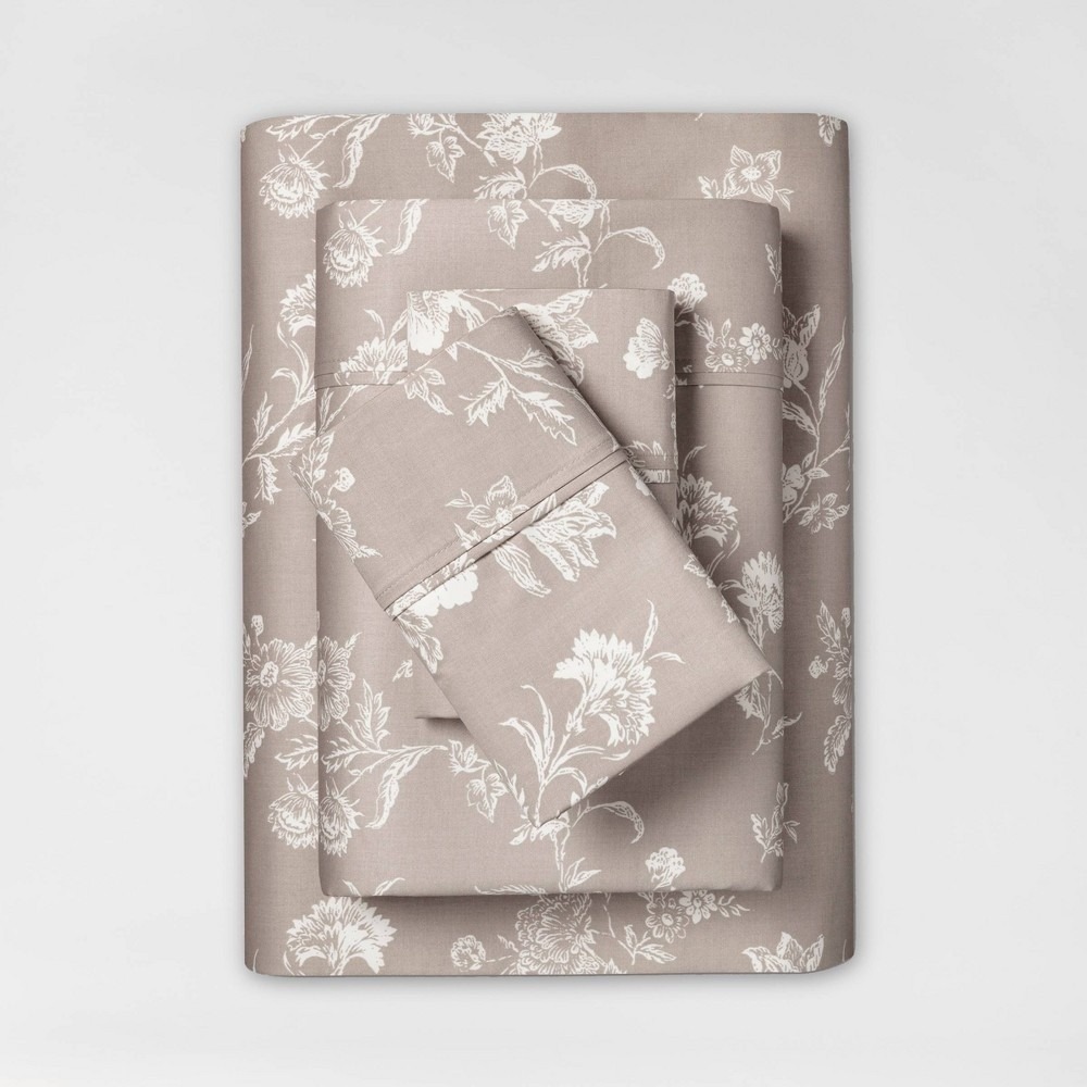Twin/Twin XL Performance 400 Thread Count Sheet Set Khaki Floral Threshold